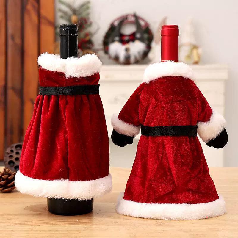 Christmas Dress Wine Bottle Set – Holiday Decoration Set - ClubOn
