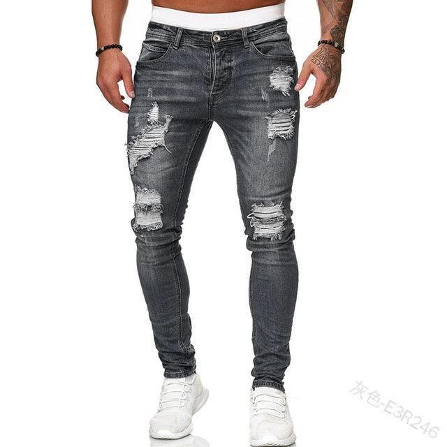Men’s Jeans Jogger Pants – Ripped Denim Trousers - ClubOn