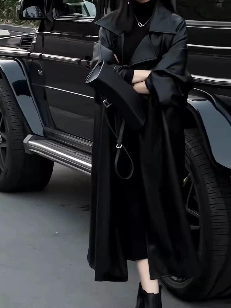 2024 Women’s Luxury Loose Windbreaker Leather Jacket - ClubOn