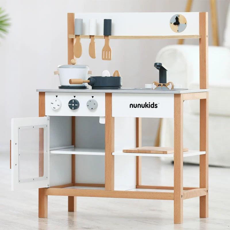 Nunukids Wooden Kitchen Playset – Dollhouse Stove & Refrigerator - ClubOn