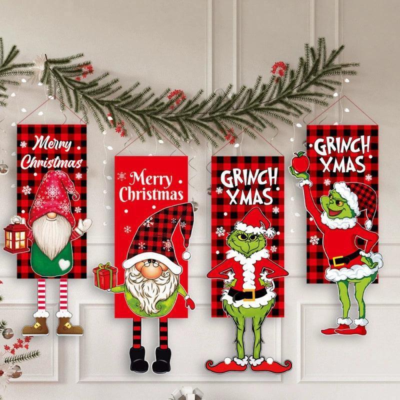 Christmas Grinch Pendant Banner Hanging Doll - Festive Holiday Decor - ClubOn