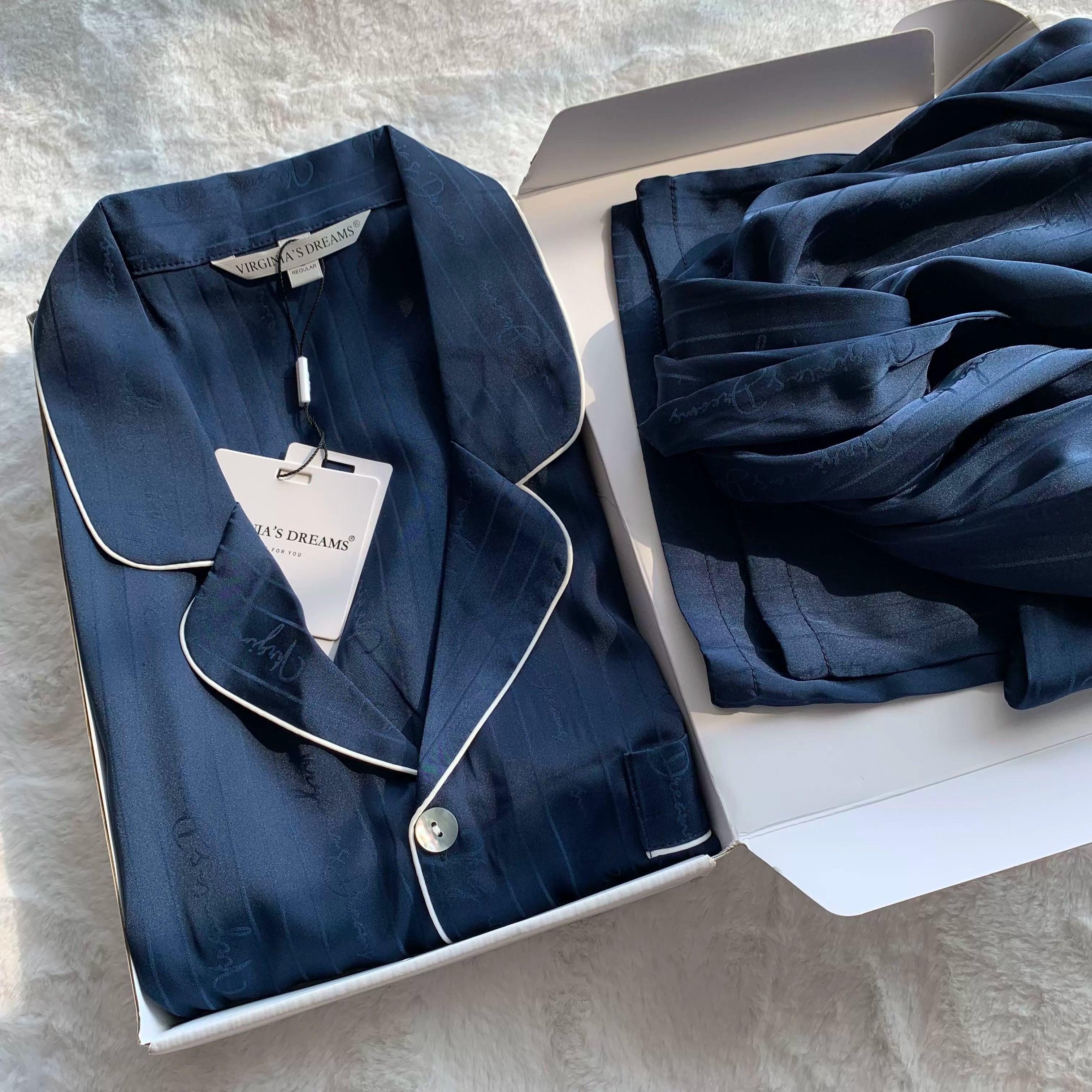 Silk Couple Pajamas - Spring & Autumn Set, Gift Box - ClubOn