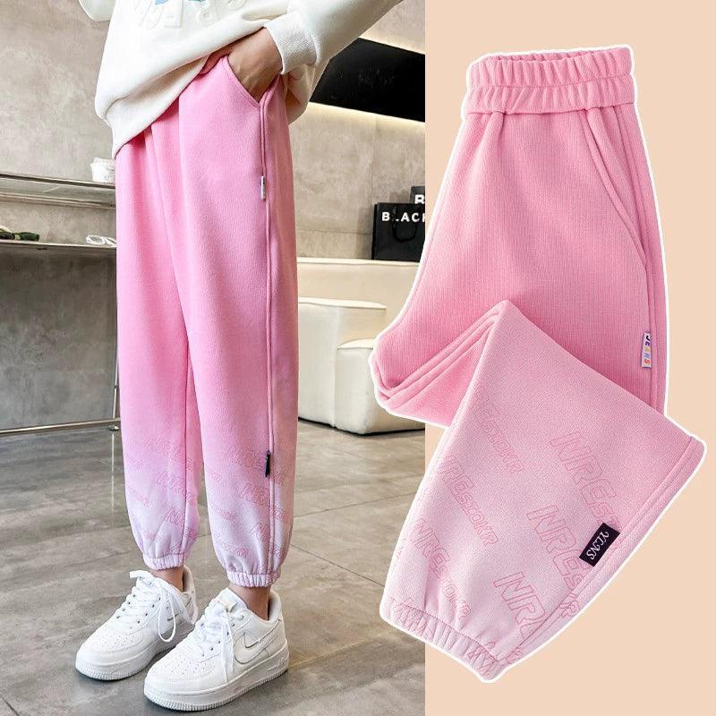 Plush Girls' Winter Sweatpants - Casual Sport Trousers - ClubOn