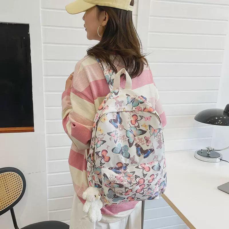 Women’s Graffiti Butterfly Cow Print Backpack – Trendy & Stylish - ClubOn
