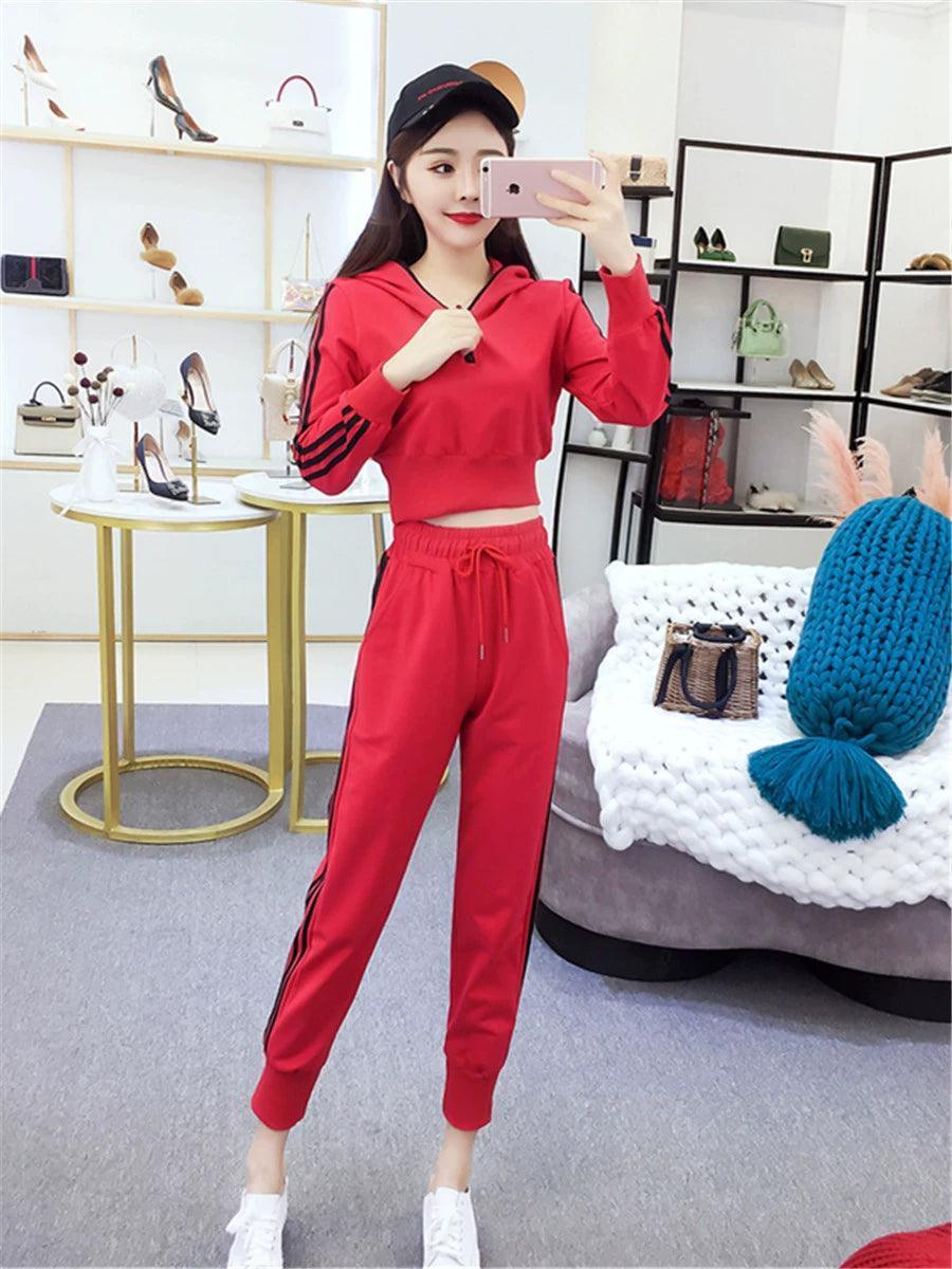 Women’s Slimming Hooded Sweater Two-Piece Sportswear Suit - ClubOn