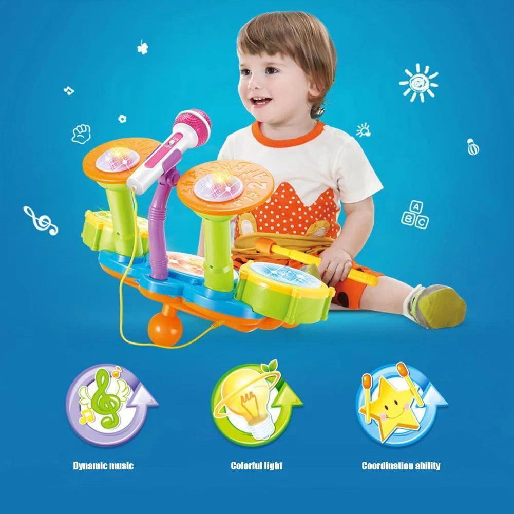Children’s Drum Set with Microphone – Musical Instrument Toy - ClubOn
