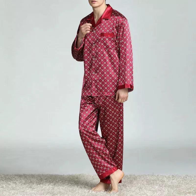 Men's Satin Silk Pajama Sets – Casual Sleepwear Nightgown, Loose Fit - ClubOn