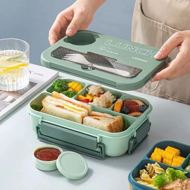 1300ML 4-Grid Lunch Box with Tabieware - Microwavable & Dishwasher Safe - ClubOn