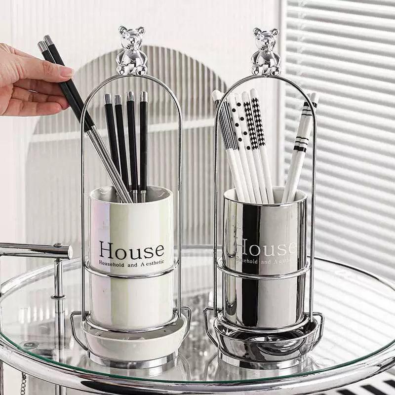 Electroplated Ceramic Chopsticks Holder – Light Luxury Style - ClubOn
