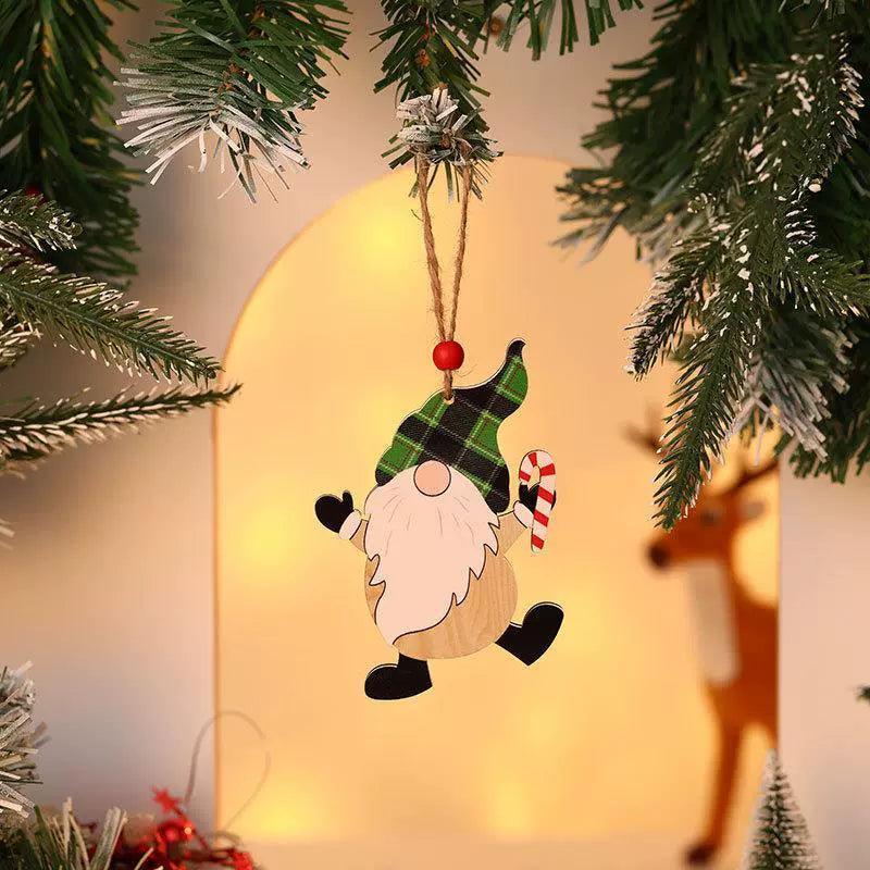 Wooden Faceless Elderly Pendant | Unique Christmas Tree Decoration - ClubOn