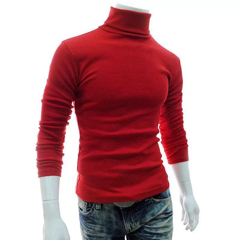 Men's High Neckline Pullover – Classic Long Sleeve Sweater for Fall & Winter - ClubOn