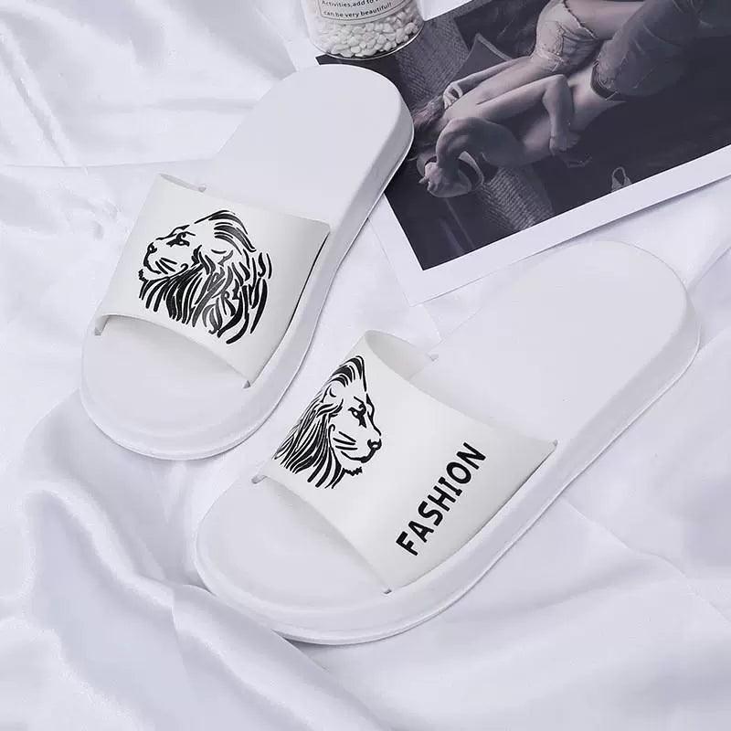 Summer Men's Slippers with Lion Head Pattern Sandals - ClubOn