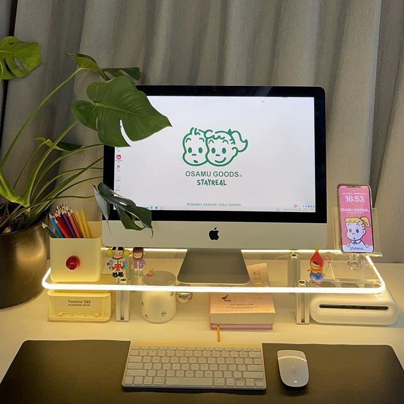 Transparent Acrylic Monitor Stand - Heightening Support Shelf - ClubOn