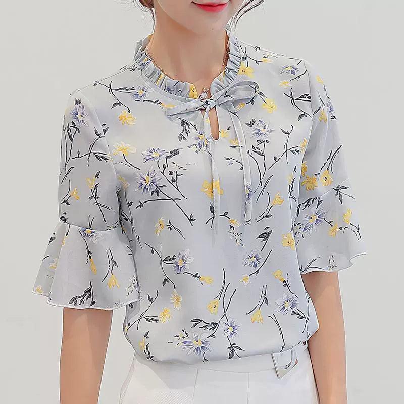 New Floral Shirt Blouses – Slim Fit Fashion for Women - ClubOn
