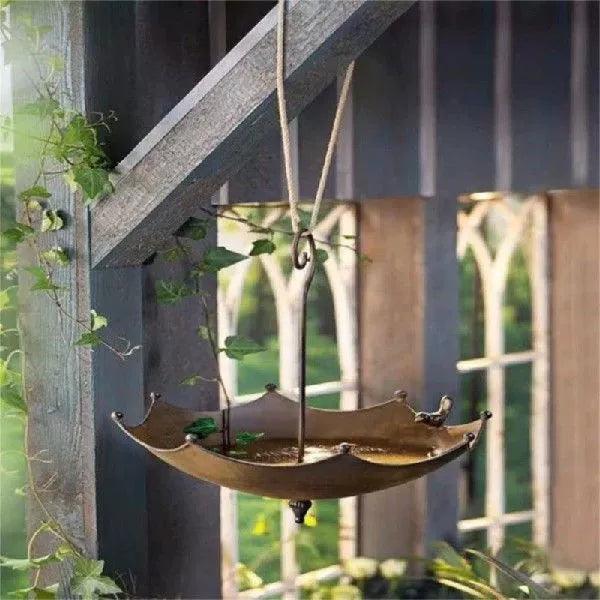 Elegant Umbrella Bird Bath Bowl with Hook – Feeder & Seed Holder - ClubOn