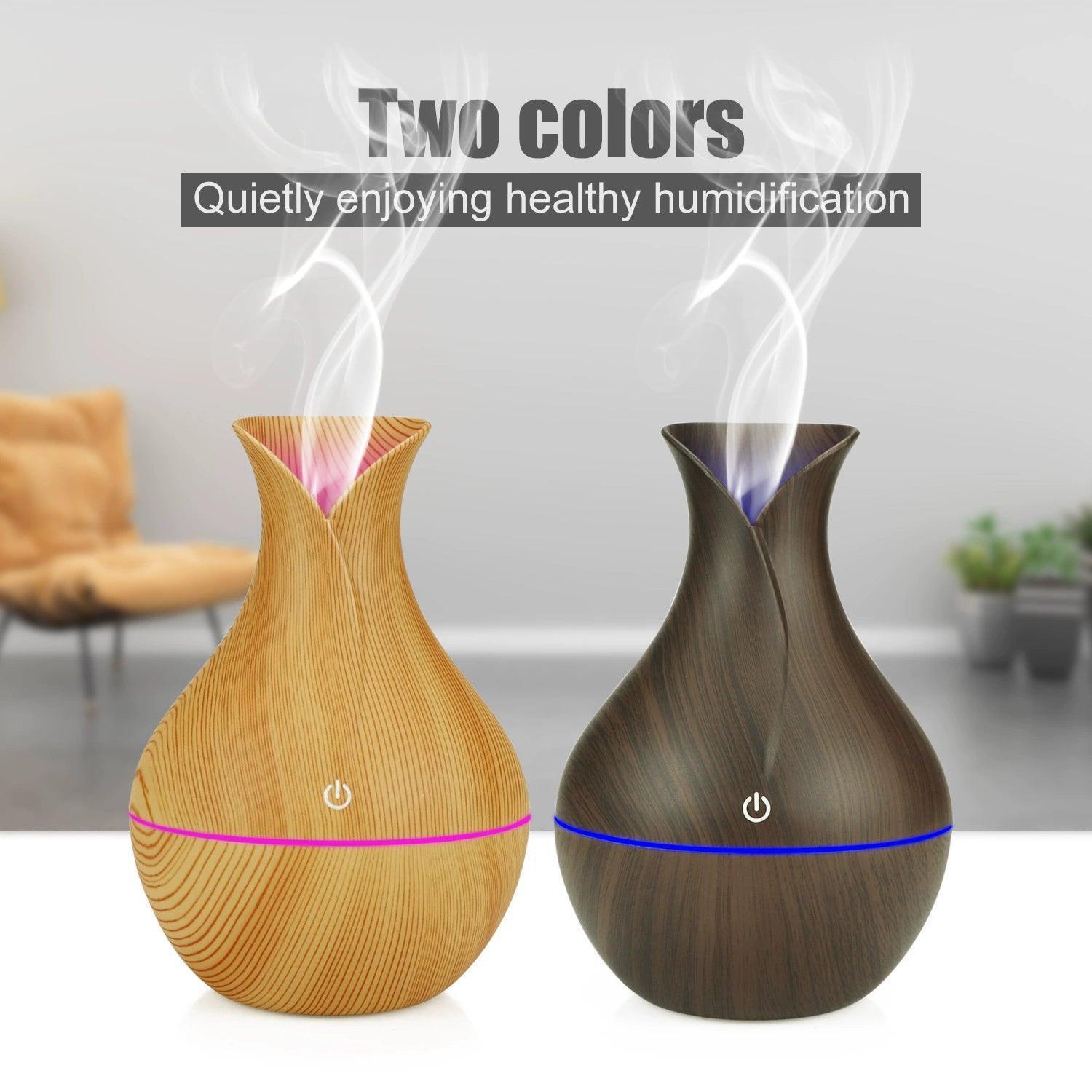 Wood Grain Air Humidifier & Aromatherapy Diffuser – Silent, Large Fog - ClubOn