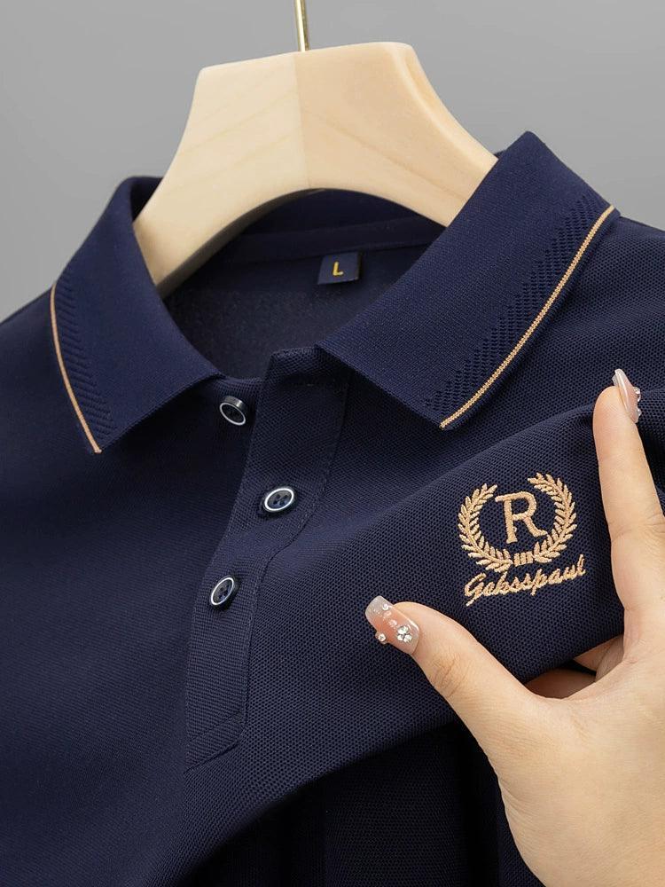 Paul Cotton Summer Short-Sleeved T-shirt – Men's Lapel Embroidered Polo Shirt, Large Size, Breathable Dad Top - ClubOn