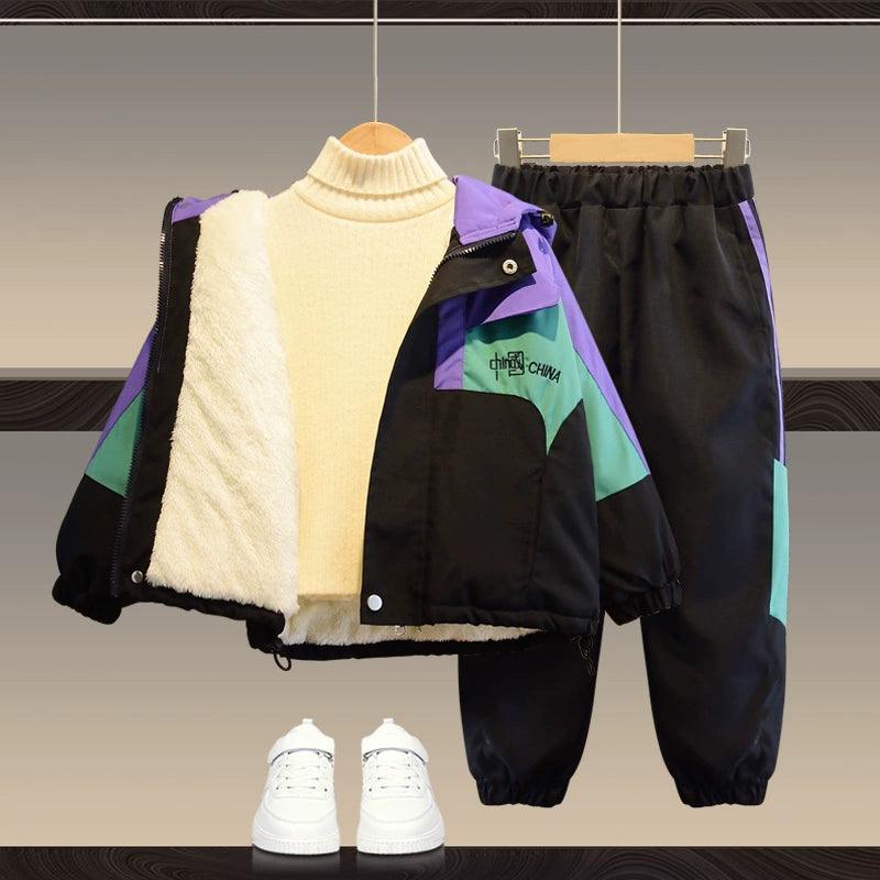 Boys' Cool Autumn & Winter Plush Suit – School Uniform - ClubOn