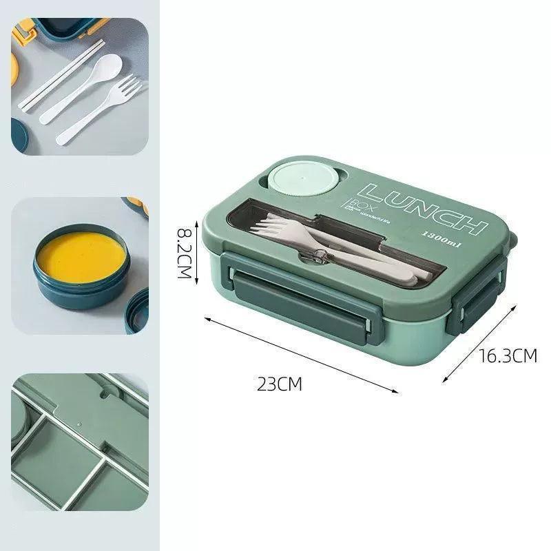 1300ML 4-Grid Lunch Box with Tabieware - Microwavable & Dishwasher Safe - ClubOn