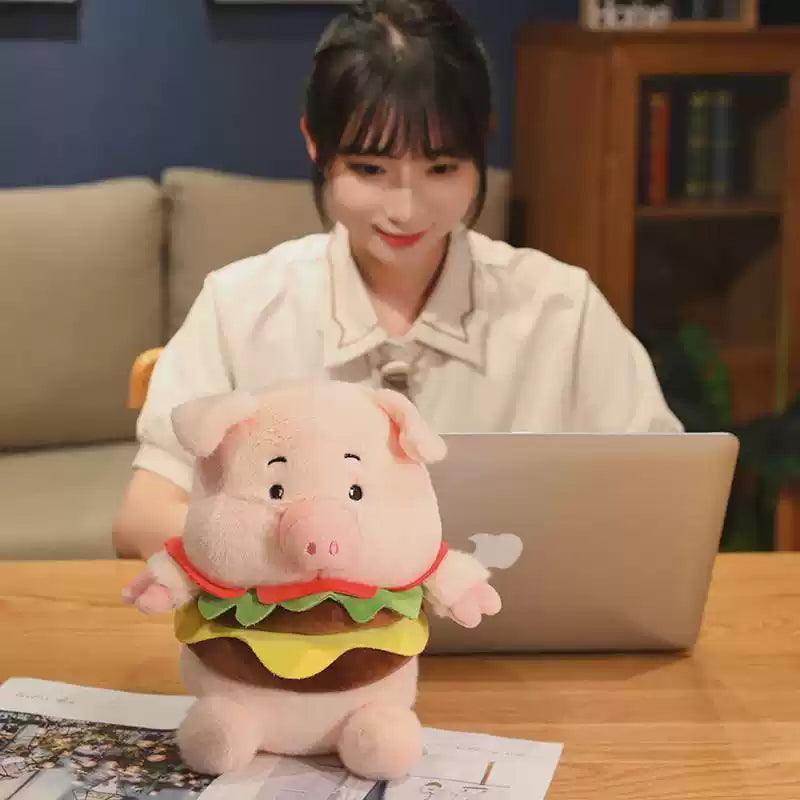 Stuffed Pig Doll – Adorable Hamburger Pig Plush Toy - ClubOn