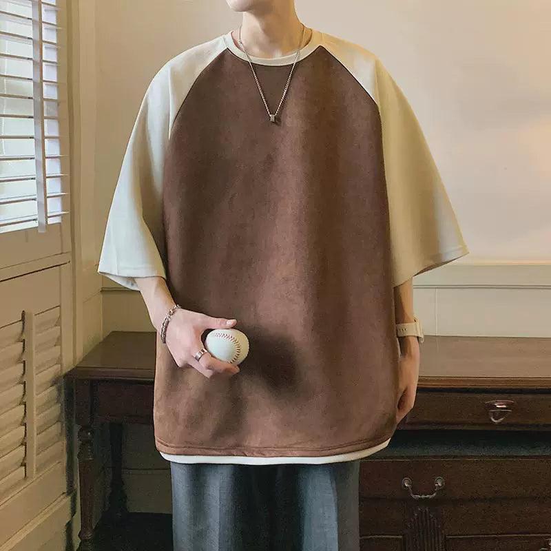 Summer Suede Patchwork T-shirts for Men – High Street Vintage Style - ClubOn