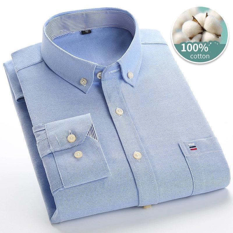 Men's 100% Cotton Long & Short Sleeve Shirt - Oxford Spinning for Autumn & Winter - ClubOn