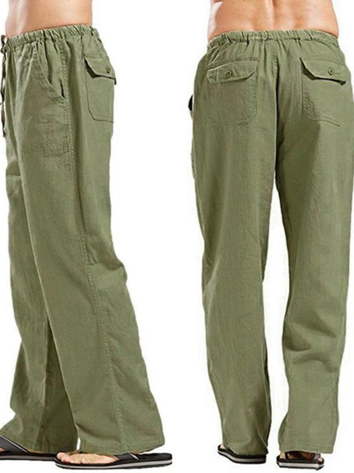 Solid Color Lace-Up Wide Leg Pants for Men – Casual & Trendy - ClubOn