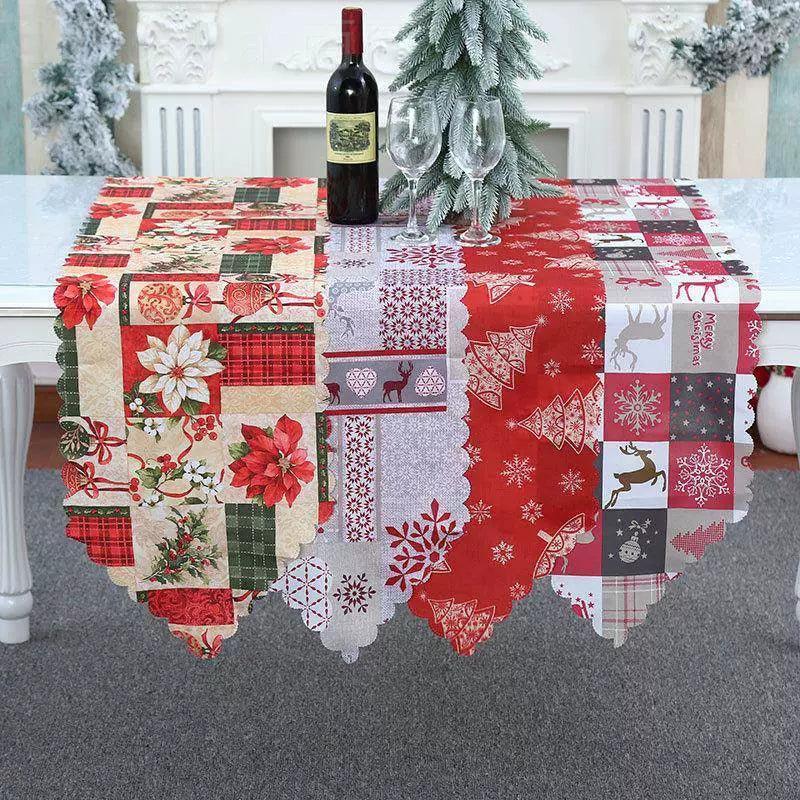 Christmas Calico Table Flag – Holiday Table Décor Decoration - ClubOn
