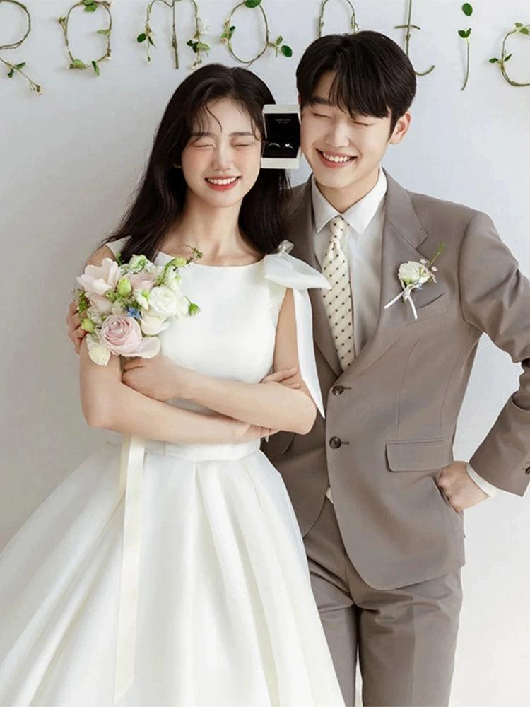 Simple Elegant Wedding Dress for Brides, Floor-Length Gown - ClubOn