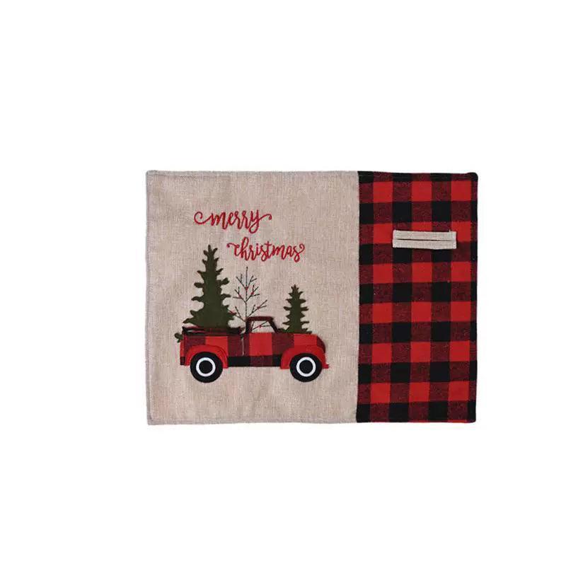 Christmas Decorations - Red & Black Check Car Christmas Mat - ClubOn