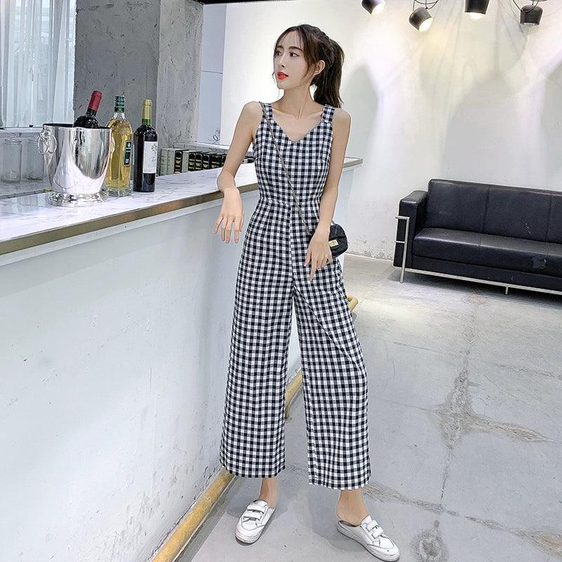 Korean Style High-Waist Wide-Leg Jumpsuit for Women - ClubOn