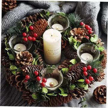 Pinecone Christmas Advent Wreath Candle Holder | Holiday Gift - ClubOn