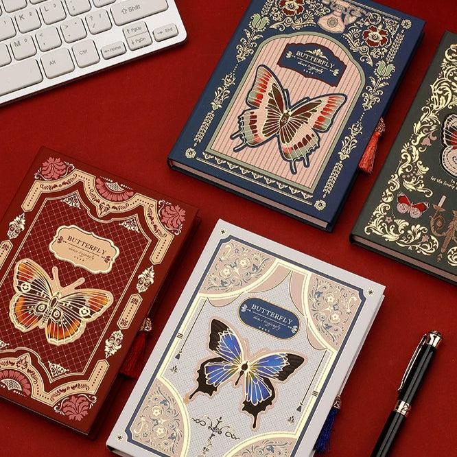 Retro Gothic Style Butterfly Notebook – Hot Stamping Chinese Literary Design - ClubOn