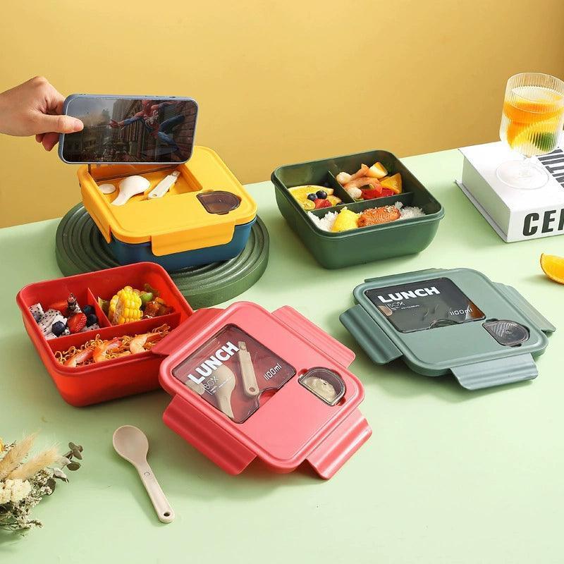 Plastic Lunch Box with Dipping Sauce Container, Microwave Safe - ClubOn
