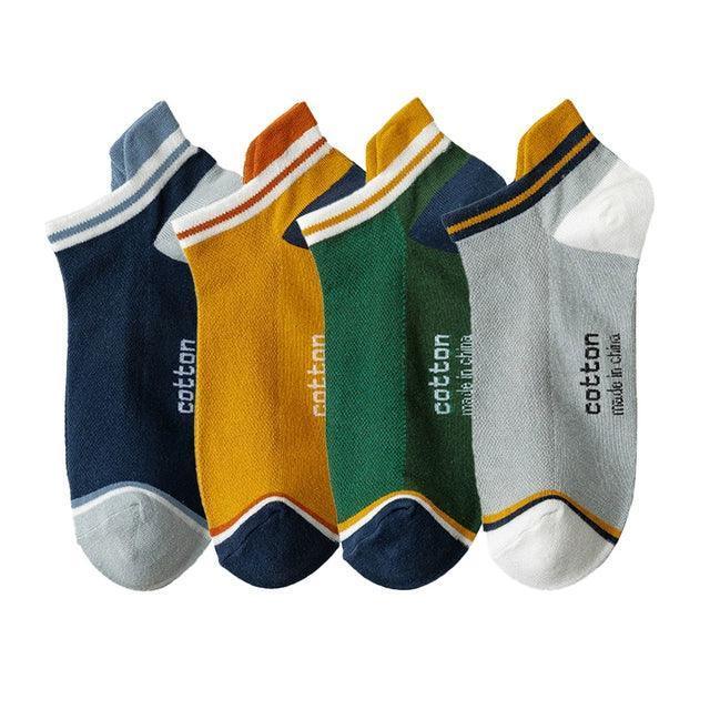 4 Pairs Cotton Men’s Short Socks – Fashionable, Breathable Ankle Socks - ClubOn