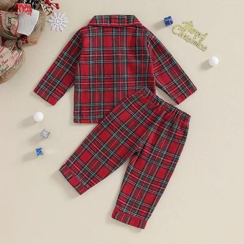 Christmas Pajama Set for Kids - Plaid Loungewear Suit - ClubOn
