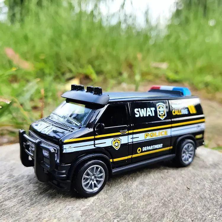 Van Police Car Alloy Toy - Simulation Model with Pull-Back Action - ClubOn