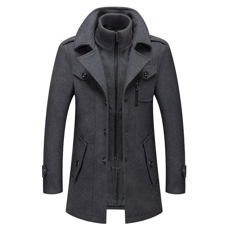 Plus Size Men’s Winter Long Trench Coat Jacket – Stylish & Warm - ClubOn