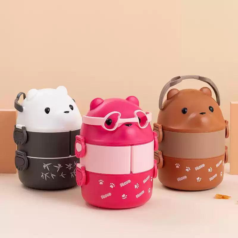 Double-Layer Spectacled Bear Lunch Box for Students & Office Workers - ClubOn