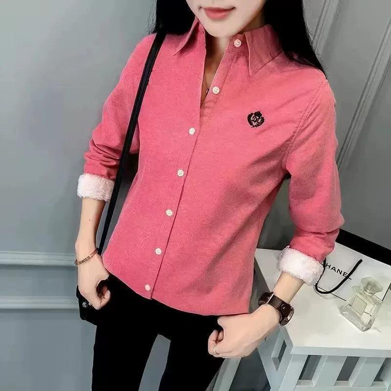 Very Thick Women’s Winter Style Blouses – Casual Long Sleeve Shirts - ClubOn