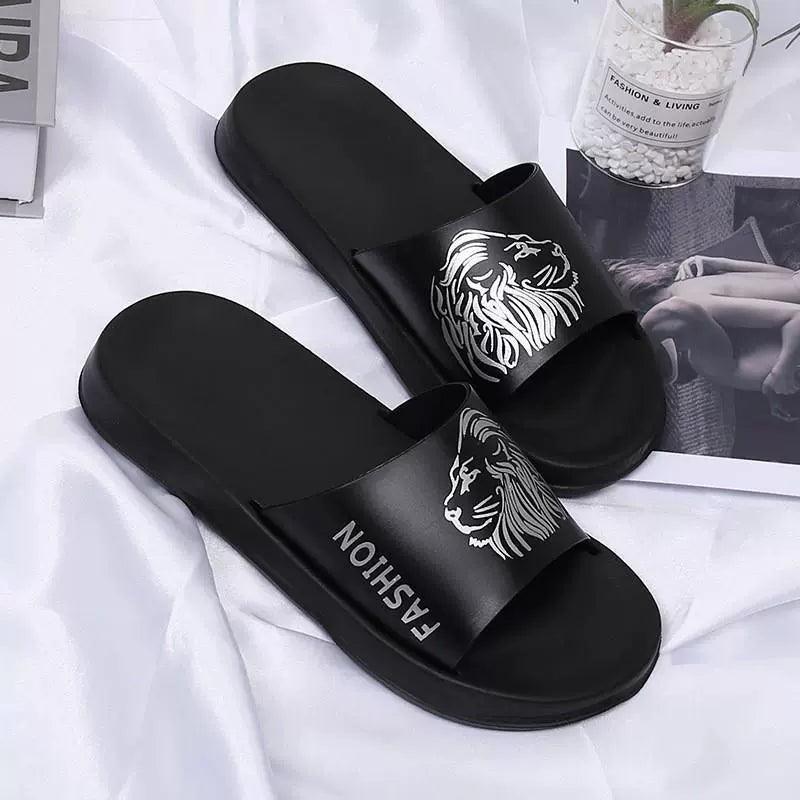 Summer Men's Slippers with Lion Head Pattern Sandals - ClubOn