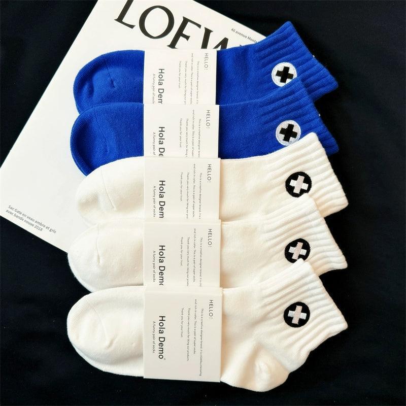 Men’s Pure Cotton Summer Short Socks – Sweat-Absorbent, Deodorant, White Mid-Tube Sports Socks - ClubOn