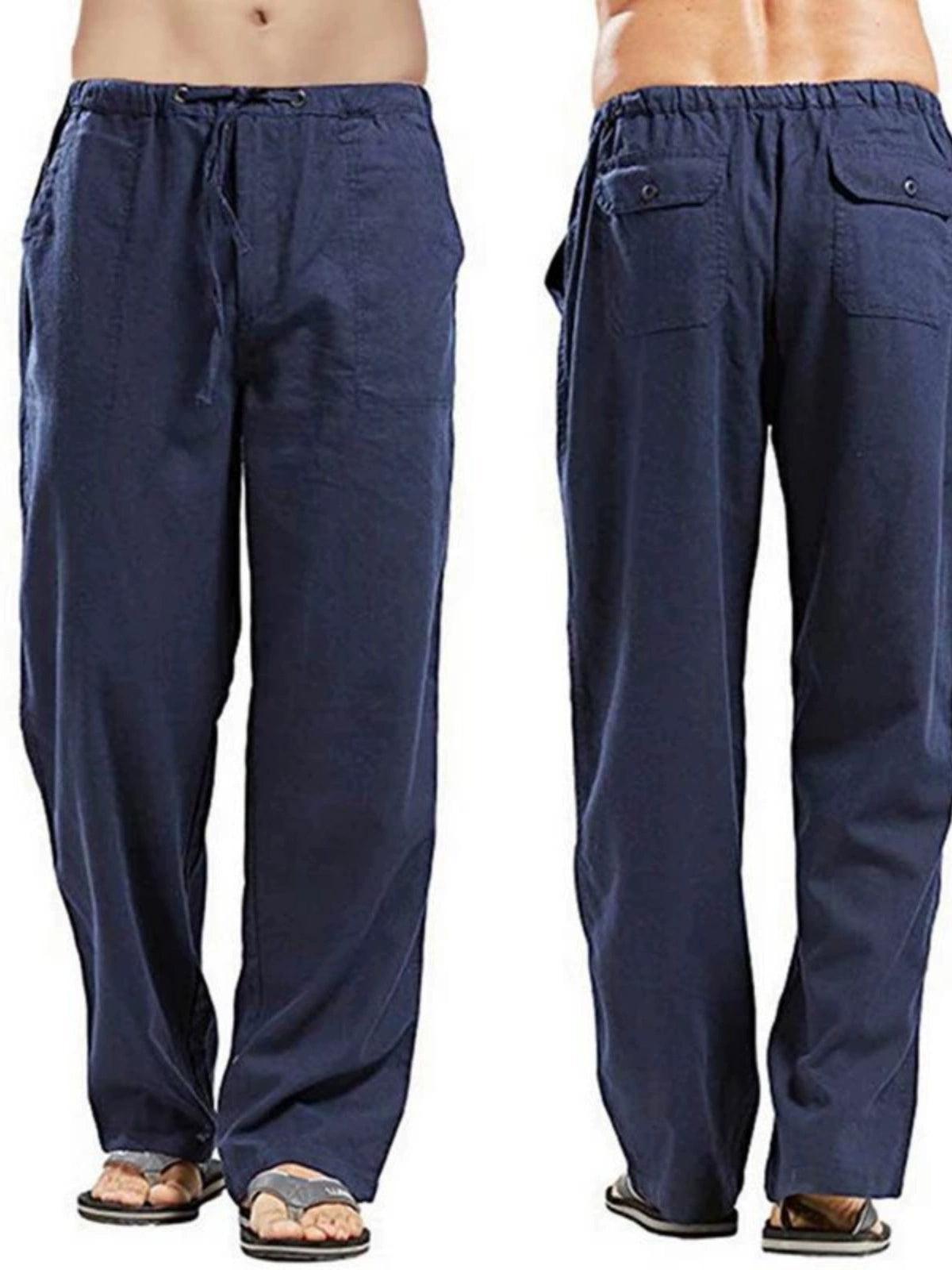 Solid Color Lace-Up Wide Leg Pants for Men – Casual & Trendy - ClubOn