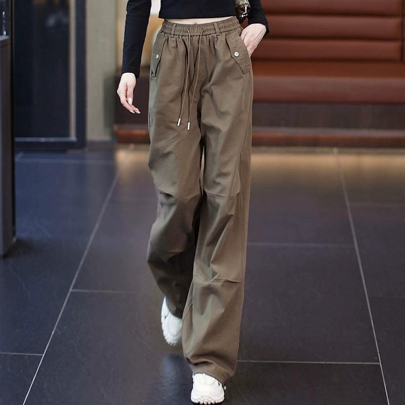 American Straight Overalls - Women's High-Waisted Wide-Leg Trousers - ClubOn
