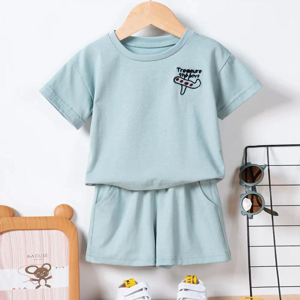 Summer Children 2pcs Set - Boys Short Sleeve Rugby T-Shirt & Shorts - ClubOn