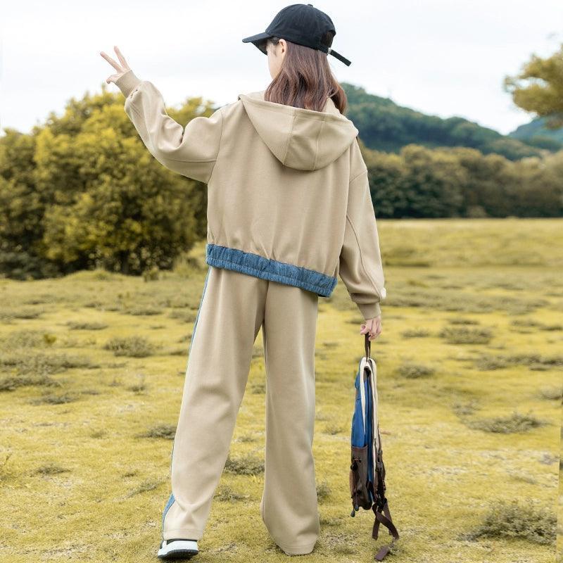 Trendy Girls' Denim Cardigan Sports Set for Spring & Autumn - ClubOn