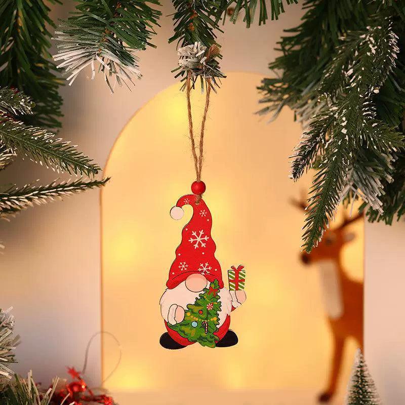 Wooden Faceless Elderly Pendant | Unique Christmas Tree Decoration - ClubOn