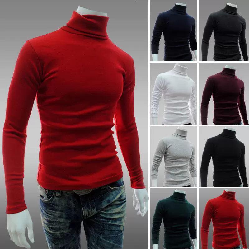 Men's High Neckline Pullover – Classic Long Sleeve Sweater for Fall & Winter - ClubOn