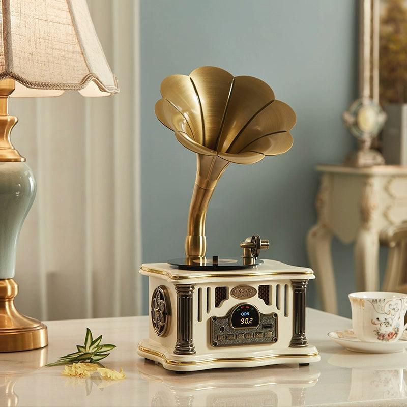 Otino Retro Rechargeable Bluetooth Speaker – Mini Vinyl Phonograph Gift - ClubOn