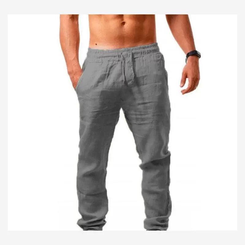 Men's Breathable Cotton Linen Sports Pants – Loose Casual Fit - ClubOn